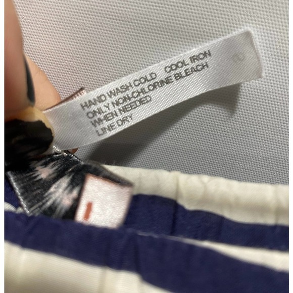 Nanette Lepore Blue White Striped Floral Coverup Silk Shorts Beachwear‎ Sz SM - Picture 8 of 11